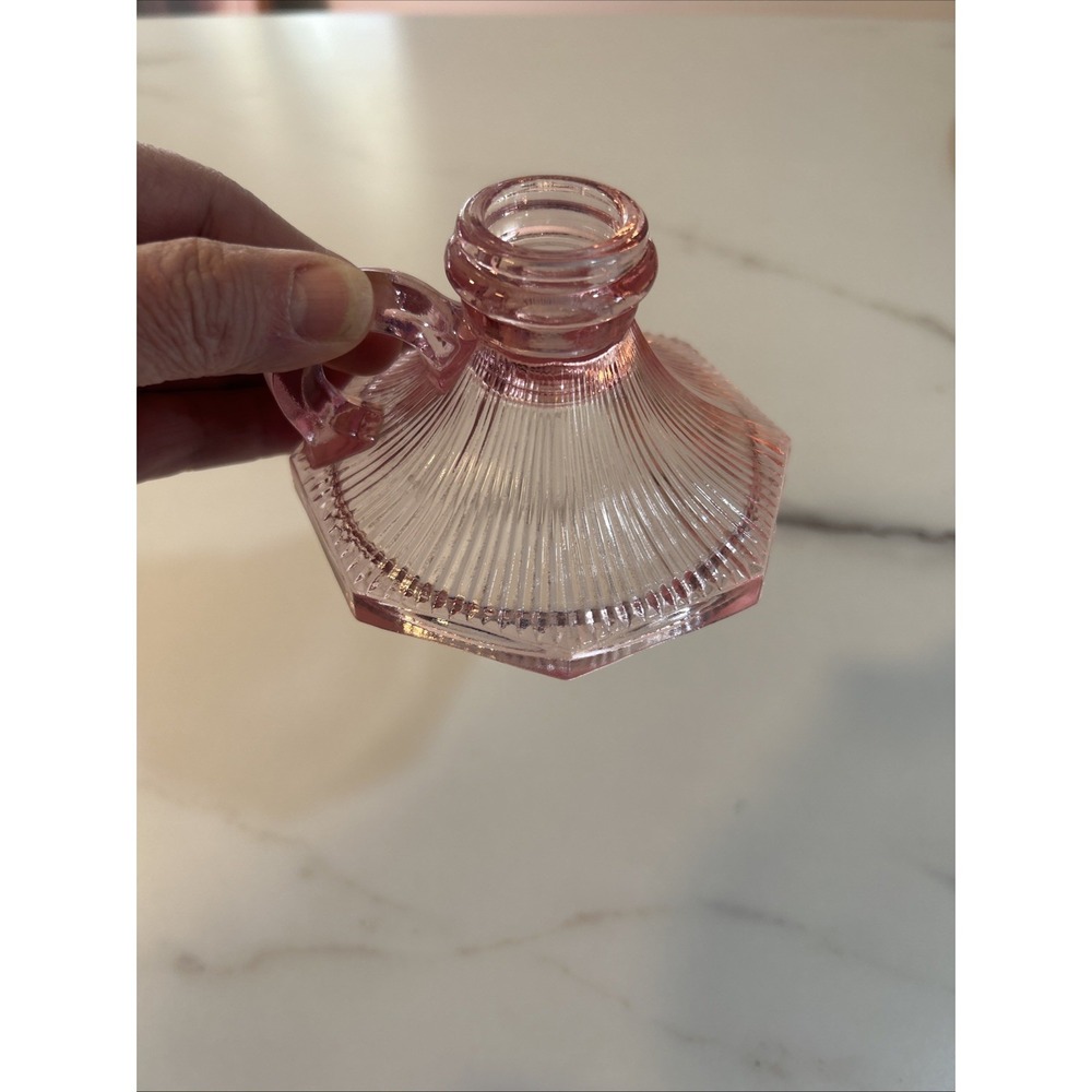 Pink Depression Glass Candle Holder Votive Vintage Shabby Cheek